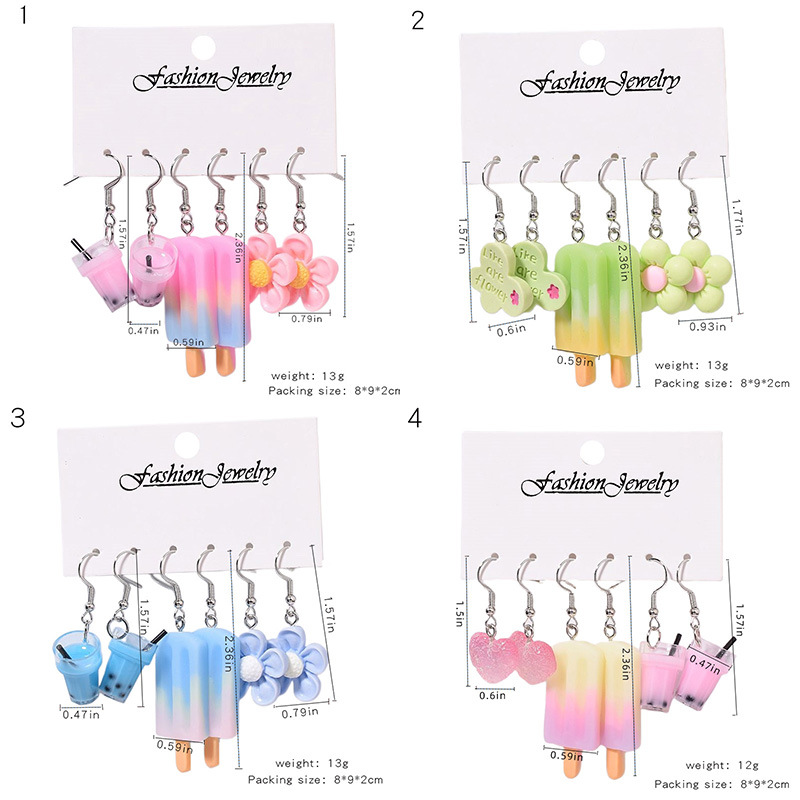 20g Weight Iron Ear Needle Material Drop Earrings Classification 1 Set Quantity Casual, Daily, Shopping Occasion Acrylic, Resin Material Cup, Heart Shape, Flower Pattern Women's Gender Cartoon Style, Cute Style 1 Set Cartoon Style Cute Cup Heart Shape Flower Arylic Resin Drop Earrings 8