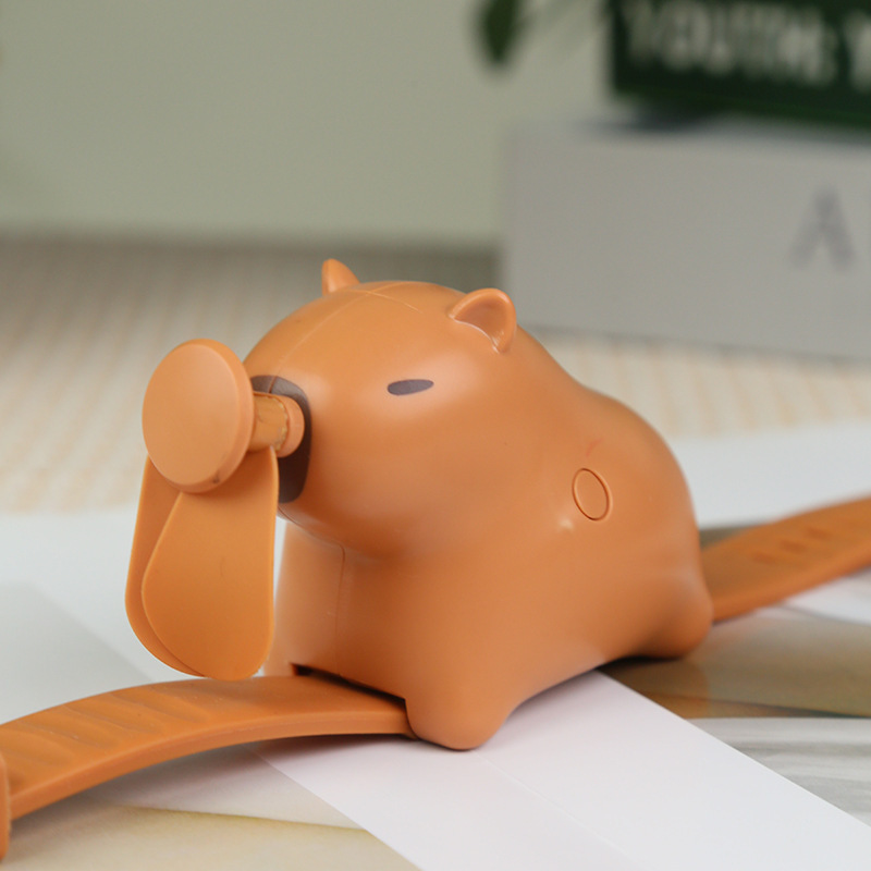 新しい Capy ハンドヘルド小型ファンカピバラウォッチファンポータブル小型ミニ USB 充電式扇風機|undefined