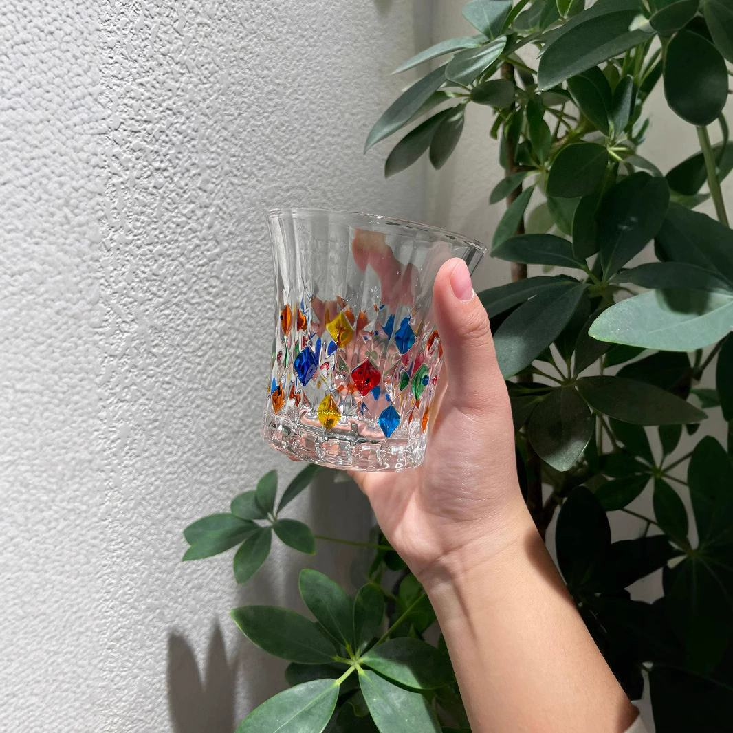 Painted summer rainbow water glass