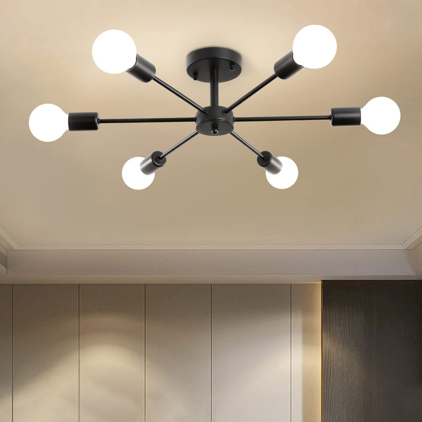 Luz de techo, lámpara de viento, lámpara de arte, lámpara de techo, sala de estar simple, atmósfera nórdica, comedor industrial, dormitorio transfronterizo