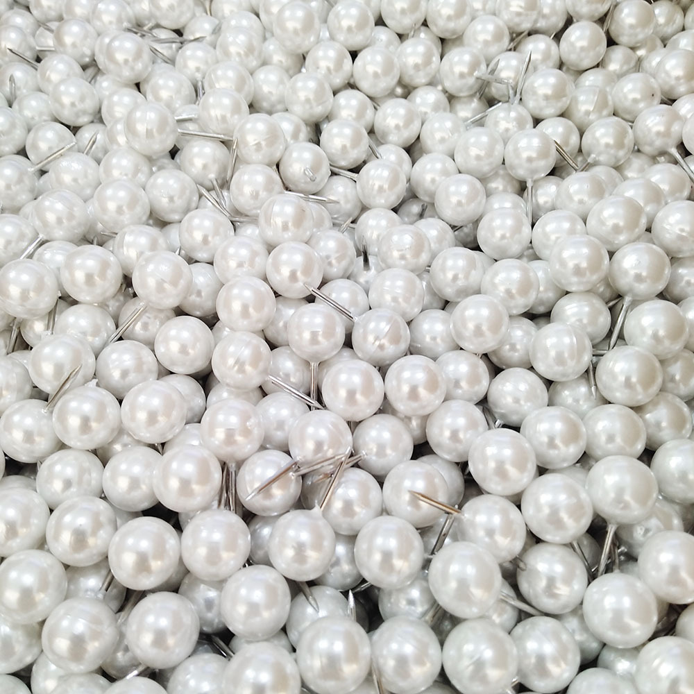 9.5*20MM Pinzas blancas nacaradas, bolas redondas, pinzas de tablero de corcho de cabeza grande, pinzas de tablero de dibujo, clavos de pared, clavos en I, clavos de oficina