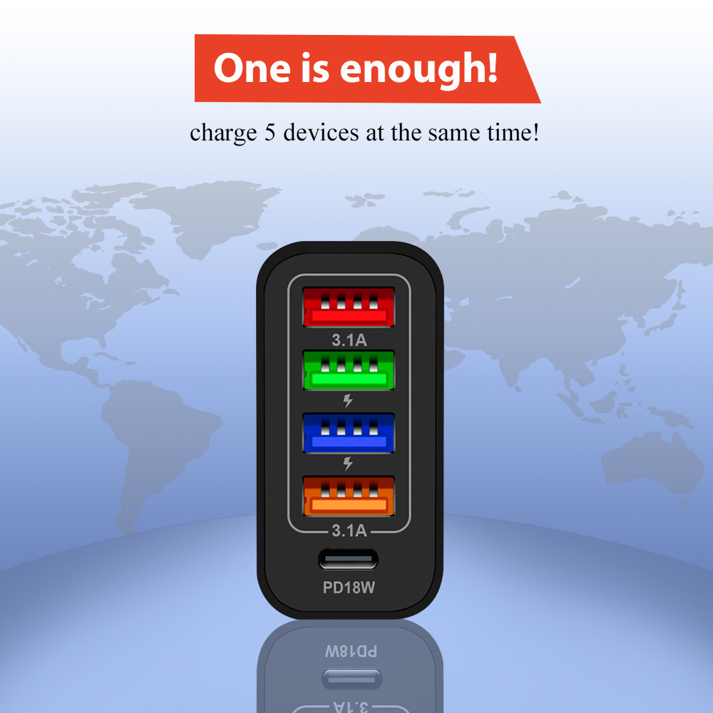 4USB PD18W 5-in-1 48W Multi-Interface PD Schnellladegerät 4U+PD_voghion.com