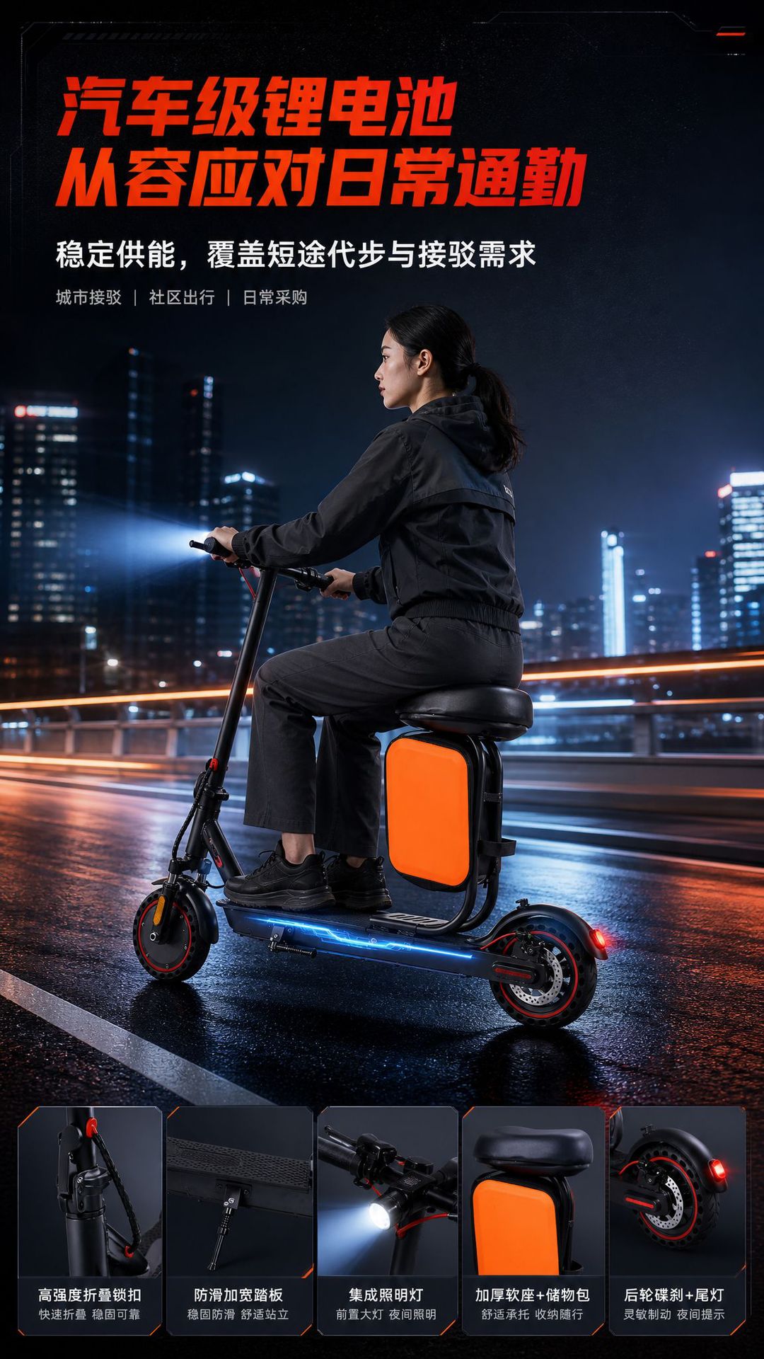 Cross-border electric scooter for urban commuting, student and adult scooter, outdoor riding folding scooter