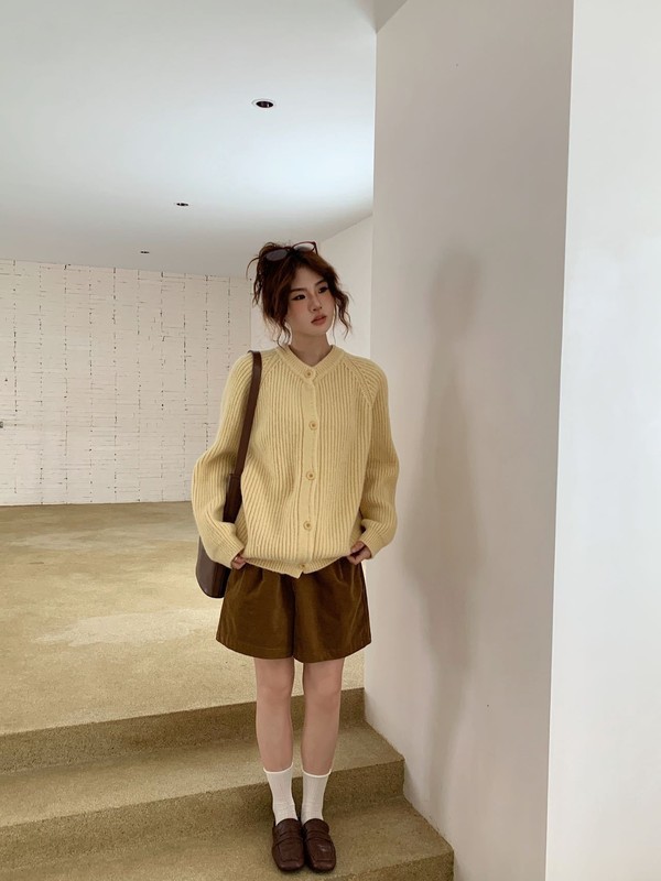 韩系圆领粗针纯色毛衣外套女秋冬新款宽松百搭针织开衫上衣女1105|undefined