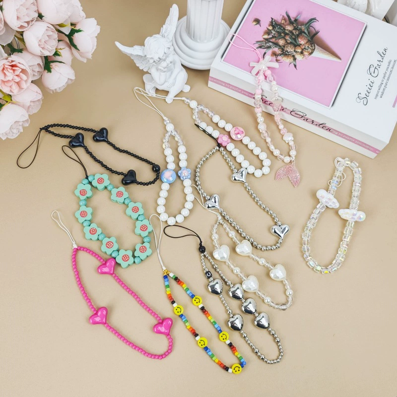 Han Feng Love Mobile Chain Новый сетевой красный маленький ароматный ветер мобильный телефон шнур ins Feng Girl бисер аксессуары