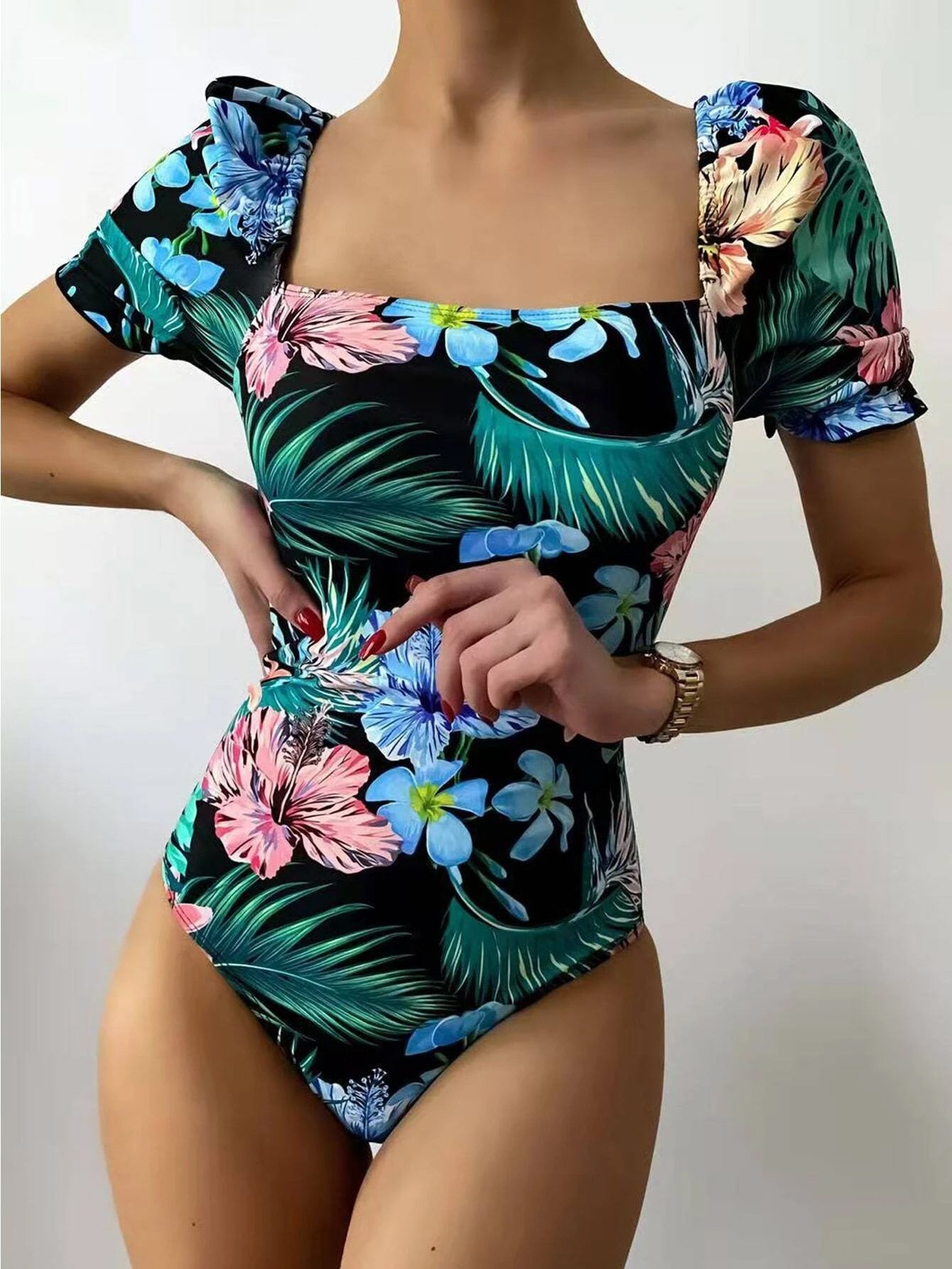 182g Weight Short Sleeve Sleeve Length Polyester Fabric Type Regular Top Length Bodysuit Tops Type 1 Piece Quantity Gym, Swimming, Sports Occasion Square Neck Neckline Regular Fit Fit Type Printing Pattern Women's Gender Casual, Sexy Style Women's Casual Sexy Printing 1 Piece One Piece Swimwear 12