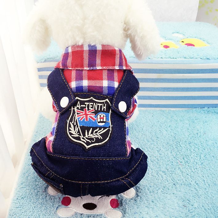 Haustierbekleidung im Karostil, Hunde- und Katzenbedarf, Vierbeiner-Katzenoveralls, Denim-Haustierbekleidung_voghion.com