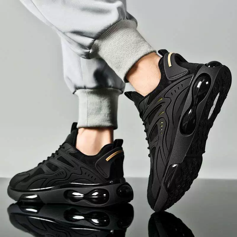 Черные мужские туфли, спортивная обувь, новый летний стиль, дышащие, дезодорирующие, противоскользящие, туфли для папы на мягкой подошве, кроссовки, мужская повседневная обувь