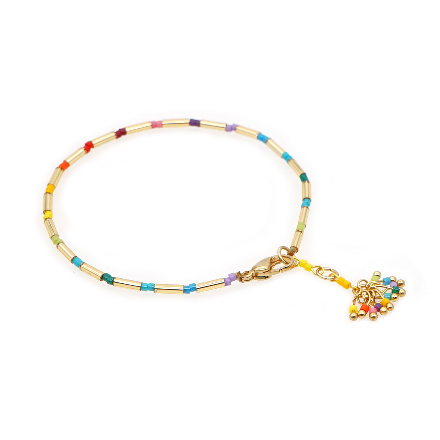 Fashion Bohemian Spring And Summer Rainbow Beaded Daisy Flowers Stacked Bracelet display picture 2