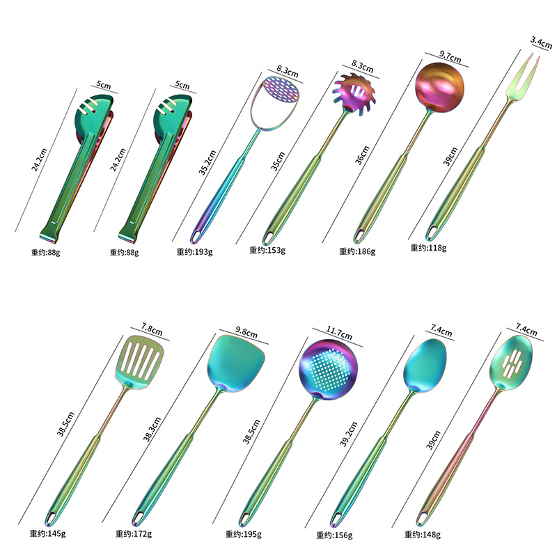 Amazon cocina de acero inoxidable guisado de fideos de pesca lengua cuchara de carne tenedor de patata conjunto de regalo