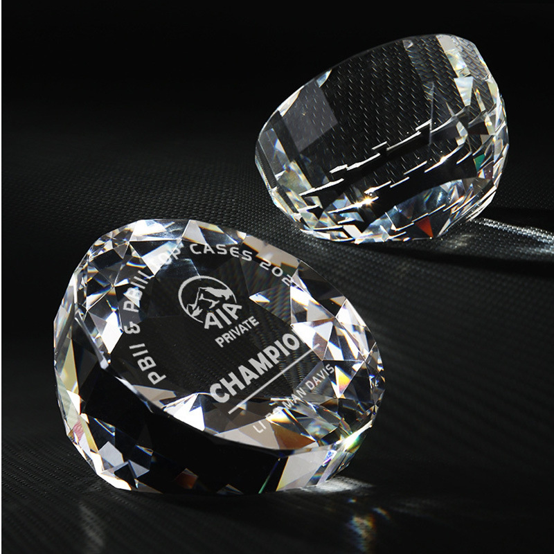 弧形切面水晶纸镇玻璃3D彩印刻字内雕纸镇