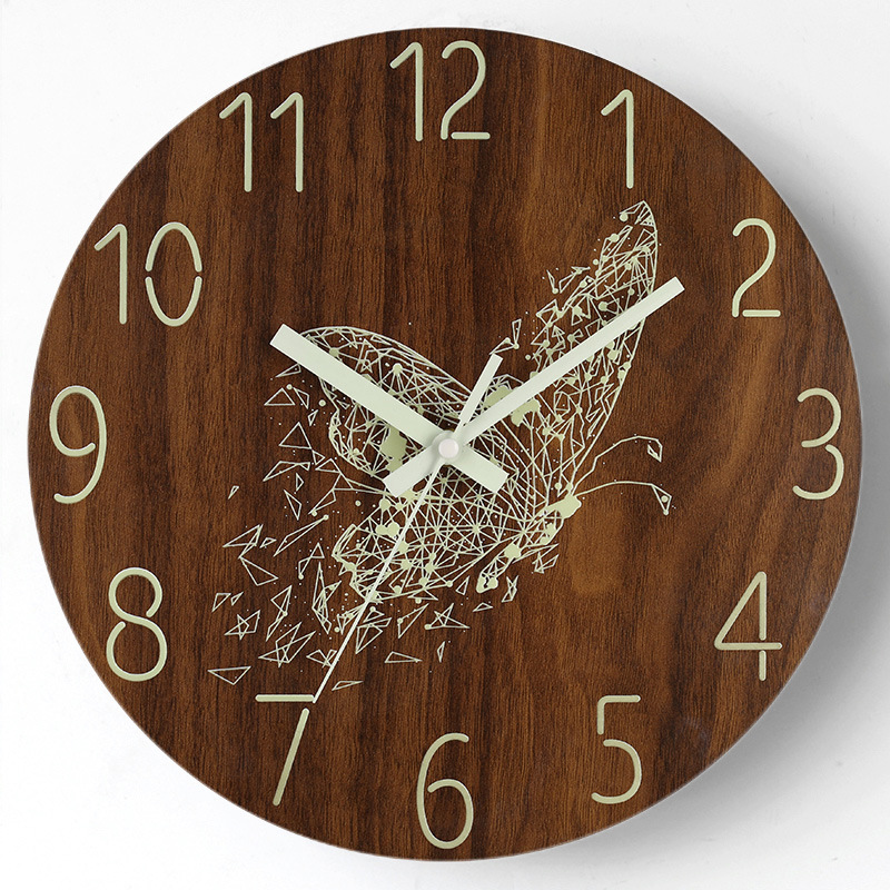 12 pulgadas 30cm luminoso digital simple reloj de madera hogar sala de estar decoración reloj mudo Reloj de pared al por mayor