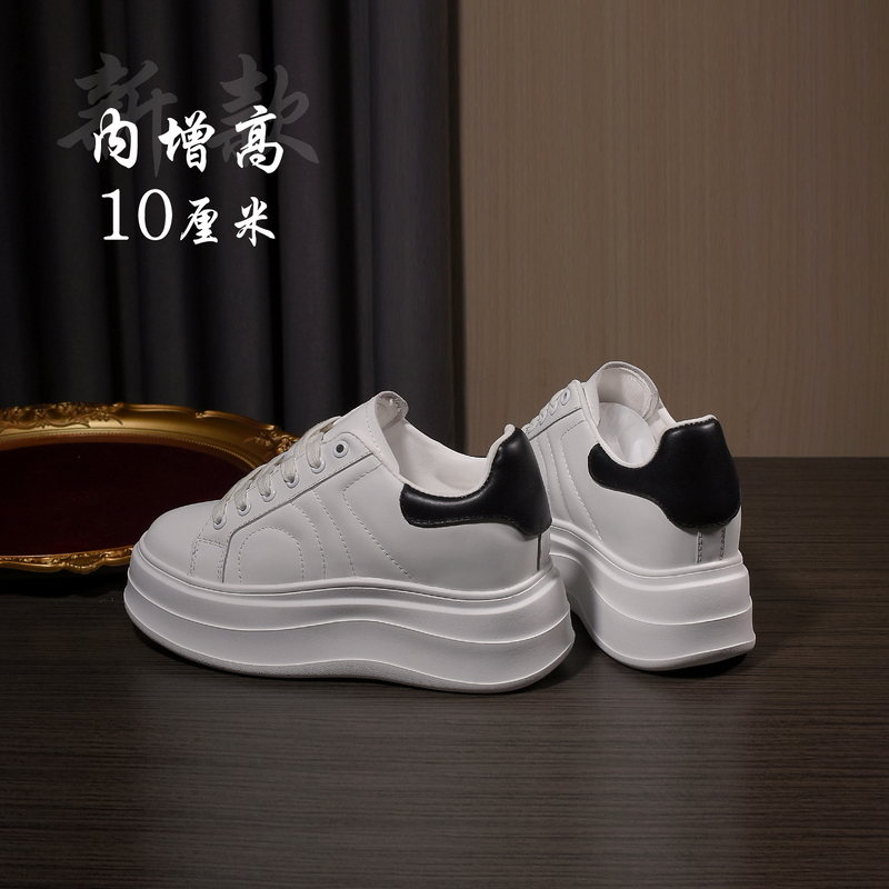 内增高德训鞋女真皮2025秋新款小个子增高10公分厚底松糕休闲鞋|undefined