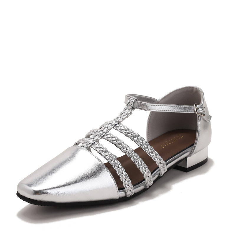 Chunky Heel French Woven Strap Mary Jane Shoes for Women, New Low Heel Hollow Design to Match Dresses, Hollow Roman Shoes H833-203 Chunky Heel French Woven Strap Mary Jane Shoes for Women, New Low Heel Hollow Design to Match Dresses, Hollow Roman Shoes H833-203