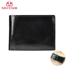 新款真皮多功能零钱包复古高级感短款钱夹防盗刷头层牛皮钱包男士