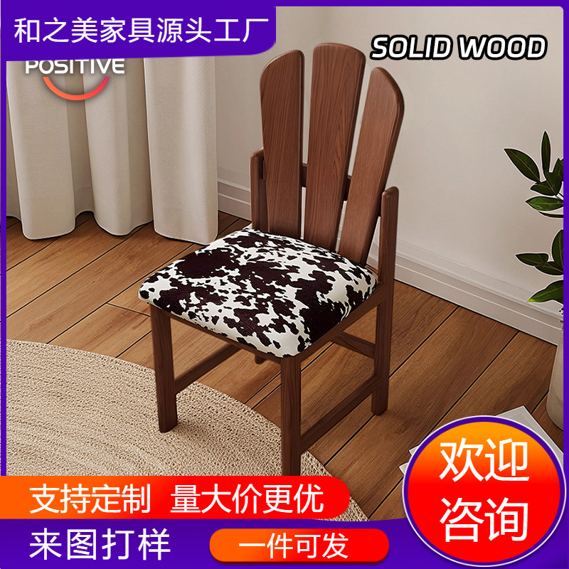 Medieval Solid Wood Dining Chair Designer Creative Artist Desk Chair Cafe Leisure Chair Personalized Dressing Chair