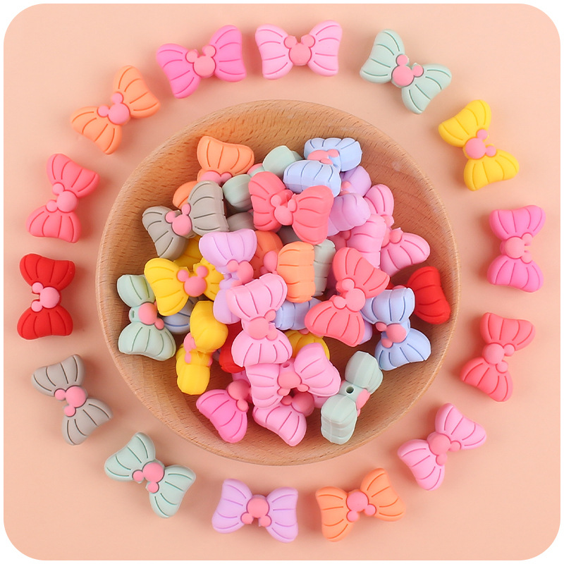 Bebé de dibujos animados silicona animal Bow teether creativo DIY chupete cadena pulsera accesorios juguete