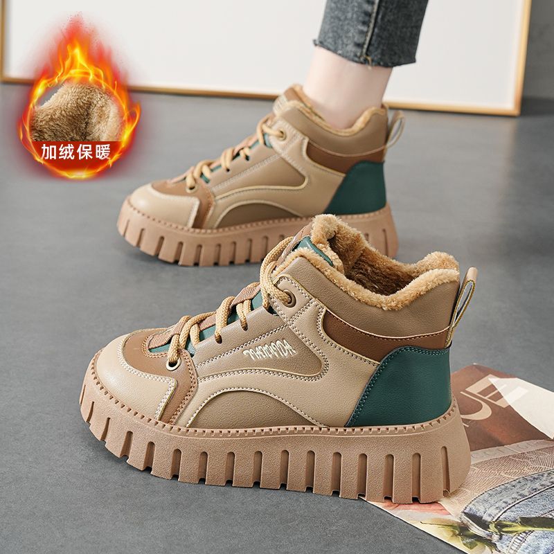 2023 invierno nuevo estilo más terciopelo engrosamiento zapatos de mujer cálidos zapatos altos suela suave zapatos de viaje ligeros zapatos de algodón impermeables para uso externo