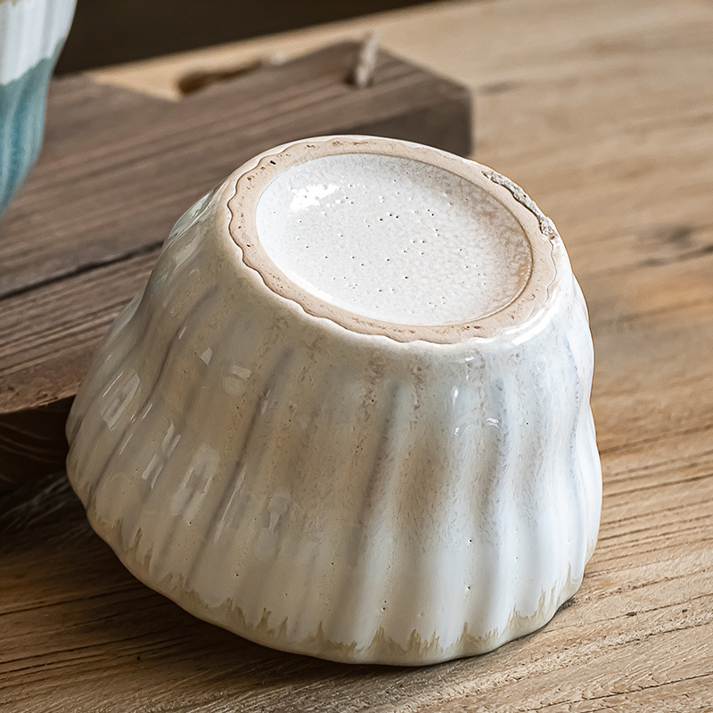 Tazón de arroz multicolor vidriado retro Tazón de sopa dulce para el hogar Tazón de avena Postre de cerámica Tazón pequeño Cuenco de arroz seco práctico