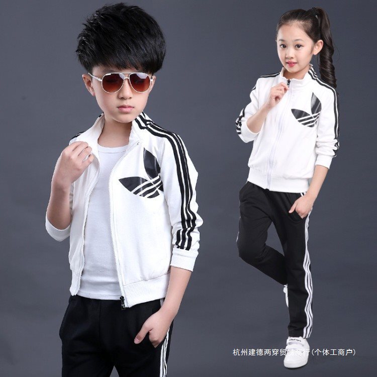 남학생과 여학생을위한 어린이 의류 학교 유니폼 세트 흰색 운동복 봄과 가을 검은 운동복 유치원 수업 옷