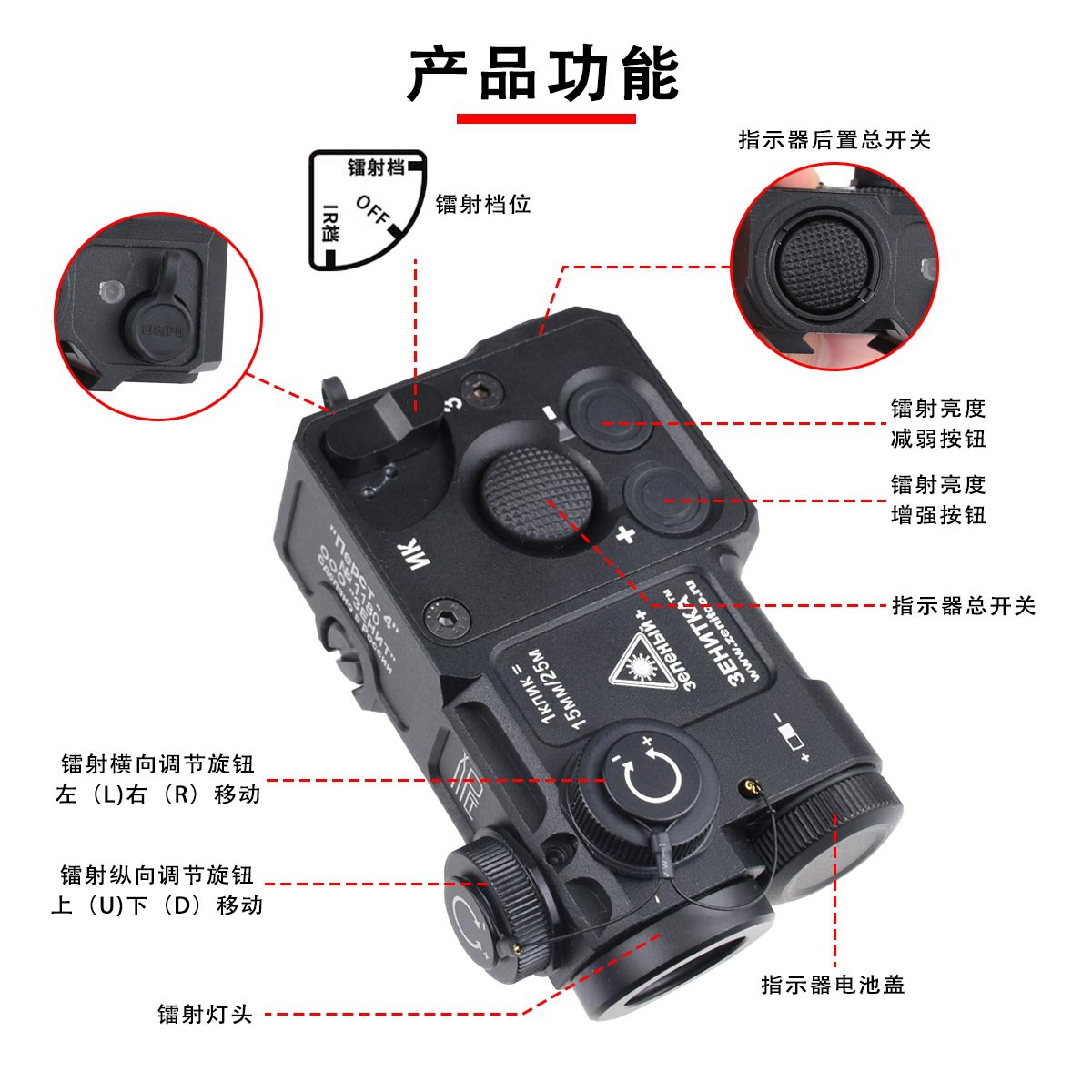 Cnc All-Metal Anode Zenninte Perst-4 Laser Pointer Green Laser with Ir Outdoor Tactical Headlamp