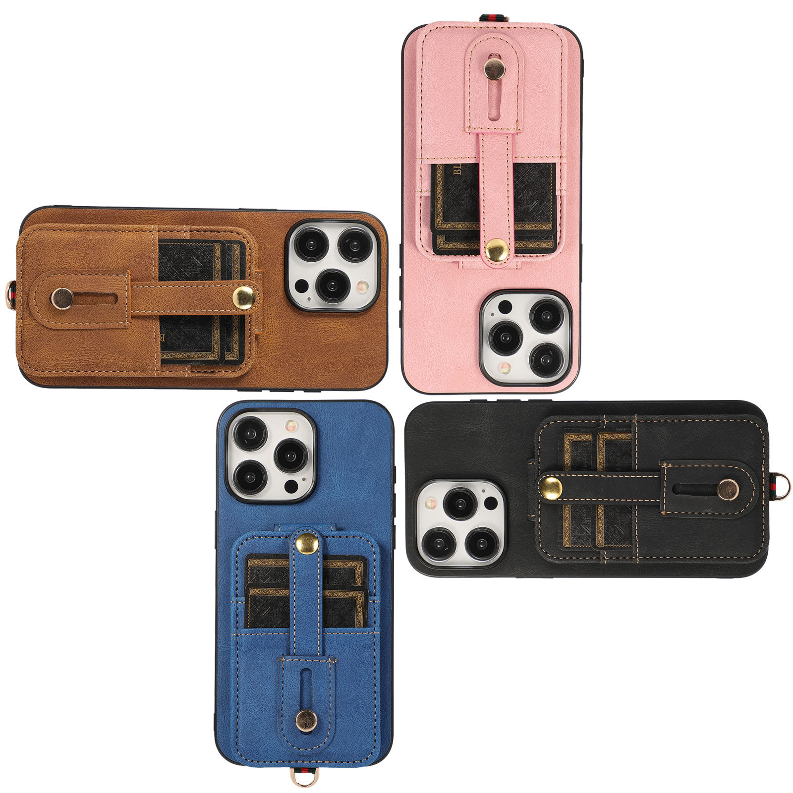 Adequado para iPhone 15 Pro anti-roubo escova para cima e para baixo bolsa de abertura, Samsung S23U padrão carteira de inserção de cartão, pulso_voghion.com