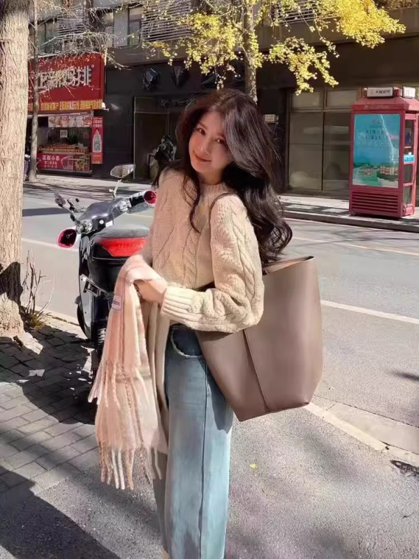 Therow ニッチポータブルバケットバッグ脇の下牛革トートバッグ大容量女の子高級ショルダーバッグ|undefined