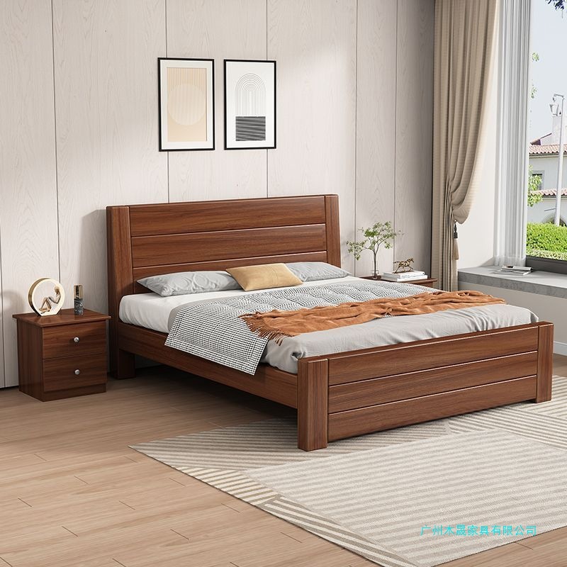 1.5m Bedroom Home 1.3m Rental Single Bed New Chinese Style Solid Wood Bed 1.8m Thickened Double Bed