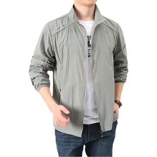 Summer New Style Collar Loose Clothes Men's Casual Outdoor Sports Windbreaker Men's Breathable Hatless Skin Clothes for Men