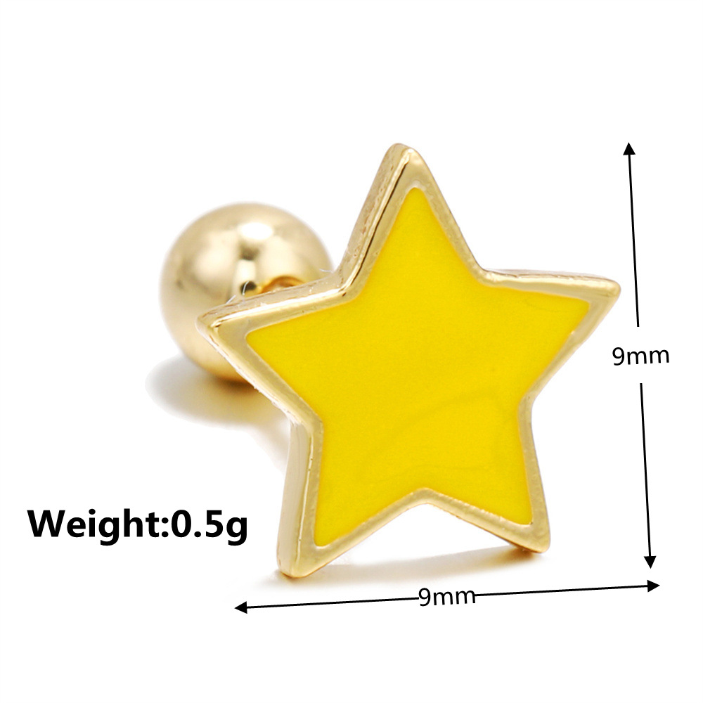 Classic Love Star Moon Earrings Screw Piercing Screw Ball Ear Studs display picture 4