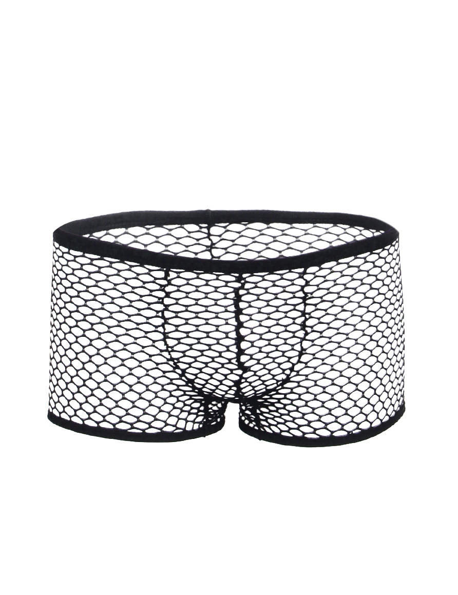 Comercio exterior al por mayor ropa interior de hombre de malla grande sexy hueca translúcida pantalones de horquilla alta U bolsa convexa diversión transfronteriza