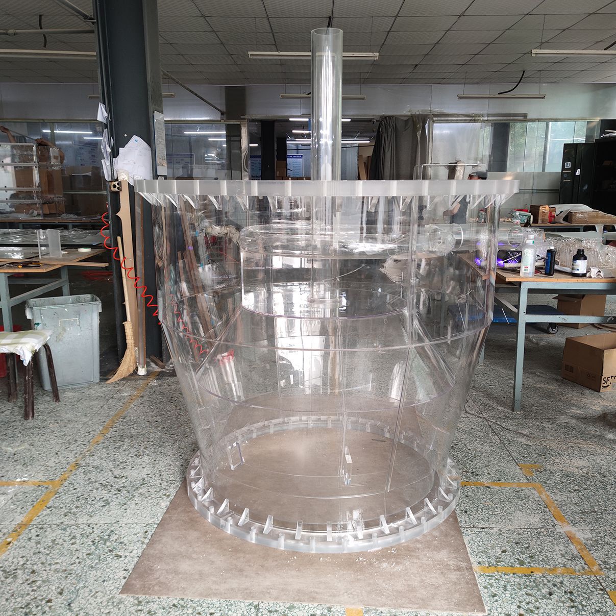 透明亚克力法兰实验圆筒试验仪器大型有机玻璃圆弧形实验设备