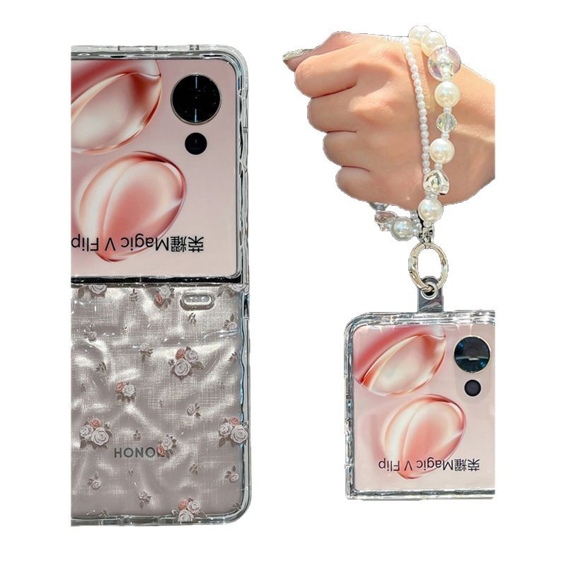 Suitable For Honor Magic V Flip Phone Case, New Transparent Folding Screen Protective Cover, High-end Women's Bracelet,_voghion.com