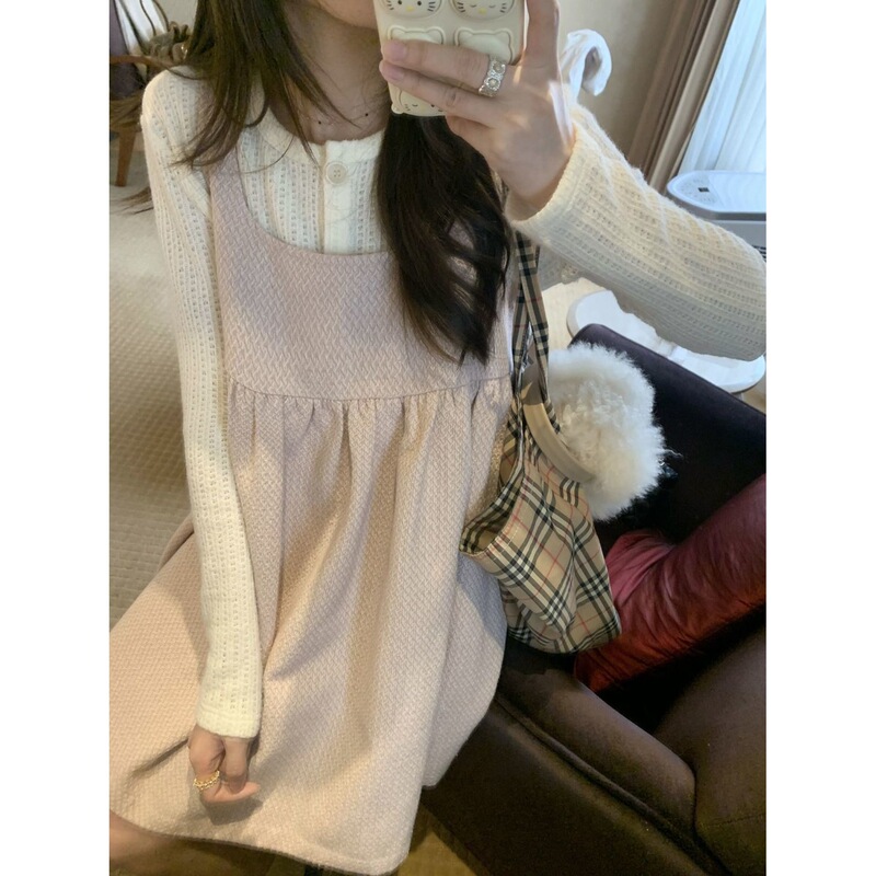 Aqiu's Shop Creamy Waffle Soft Knit Hollow-Out Cardigan Jacket 2026 Autumn New Gentle Top