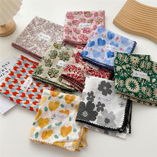 New Cotton 70 Square Scarf Summer Thin Artistic Style Korean Version Silk Scarf Turban Clothing Matching Small Scarf