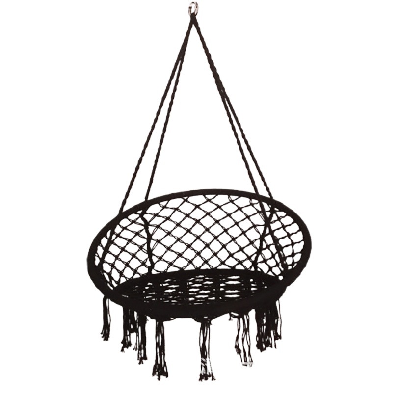 Fábrica al por mayor ins silla colgante Estilo nórdico cesta colgante hamaca cuerda de algodón interior tejida cesta colgante borla columpio