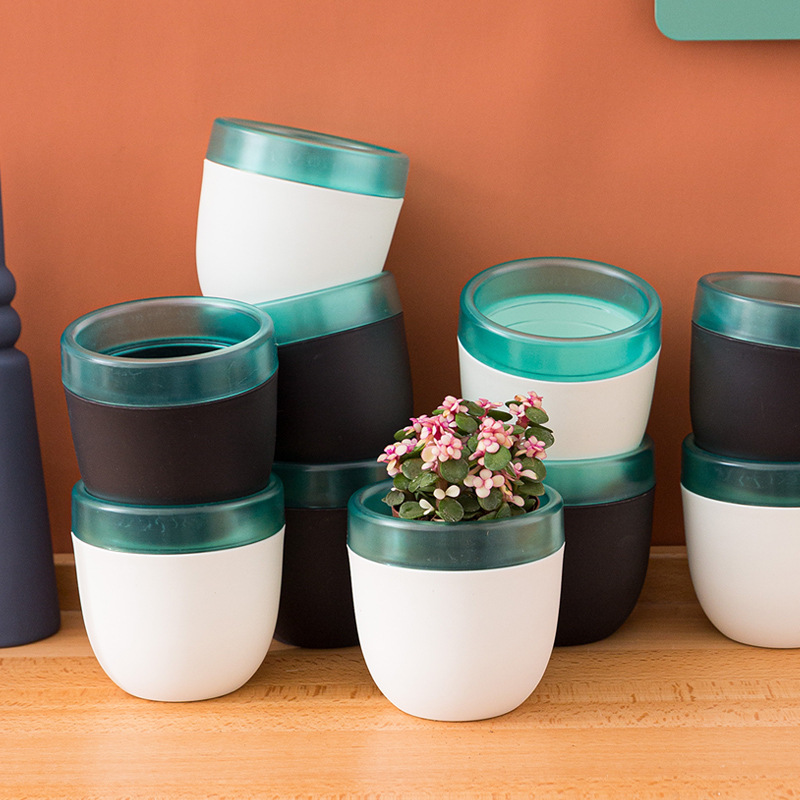 Automatic water-absorbing water-free water storage flower pot for lazy people automatic watering pothos resin plastic succulent factory direct sales pot