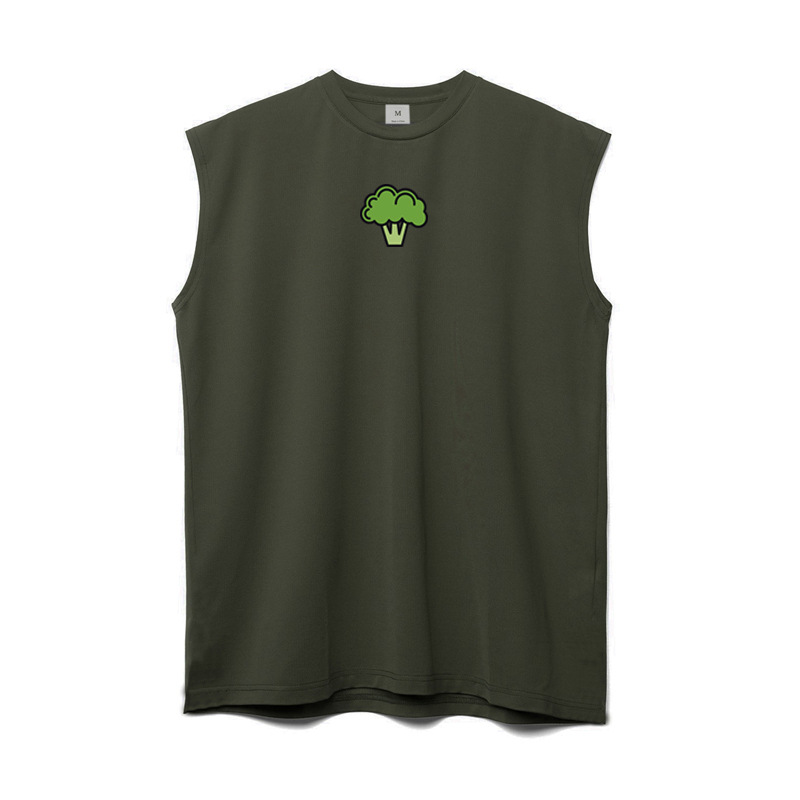 Camiseta sin mangas de verano de malla chaleco deportivo Chaleco de los hombres ins color sólido suelto casual crossbody fitness running image 10