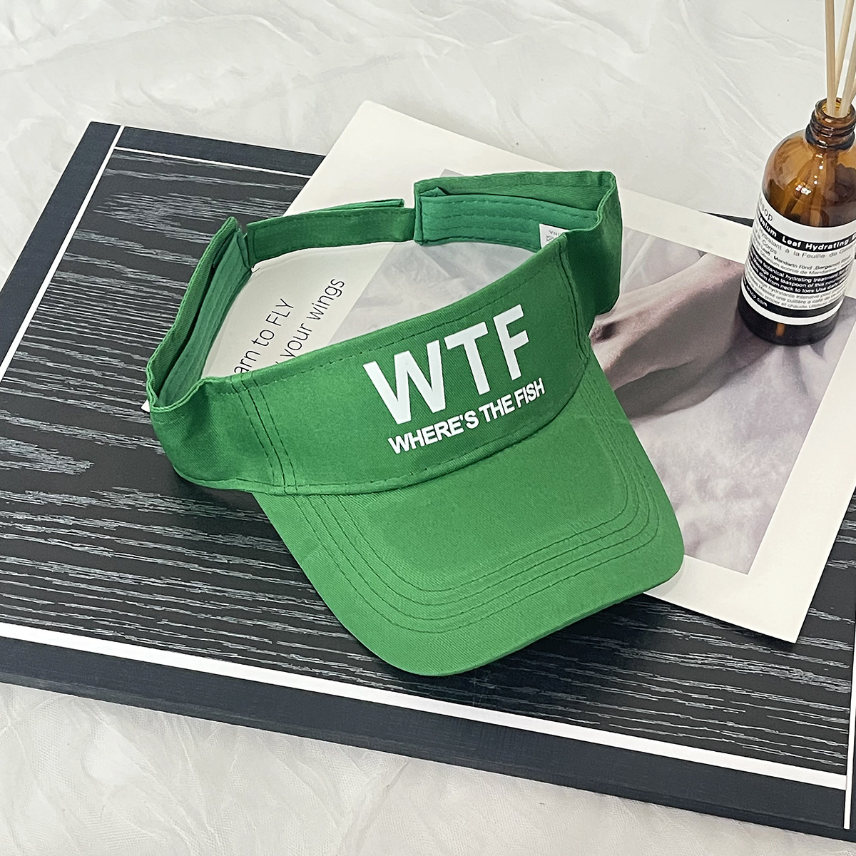 Unisex WTF printed letter empty top hat display face small UV protection sun hat casual everything for men and women_voghion.com