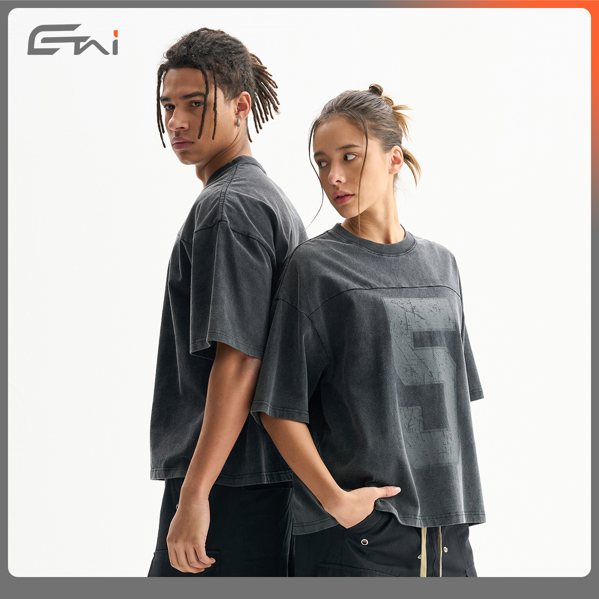 ETAI Ropa para hombres | Camiseta pesada de algodón lavado retro de alta calidad de manga corta de estilo neutral de alta calidad