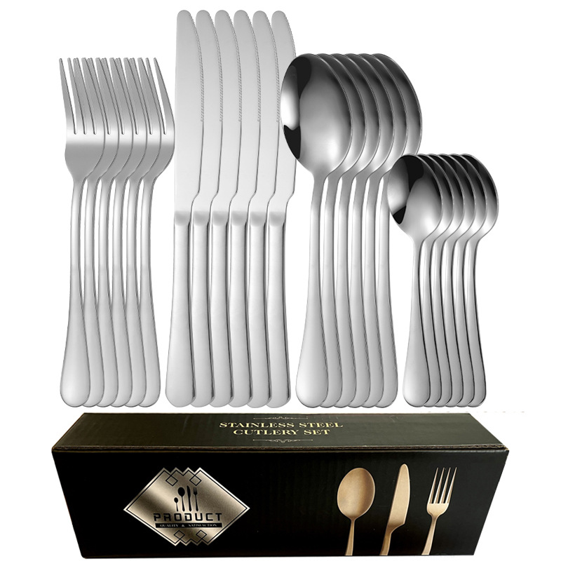 24 개 세트 [실버] 6 나이프 6 포크 6 스푼 6 작은 스푼