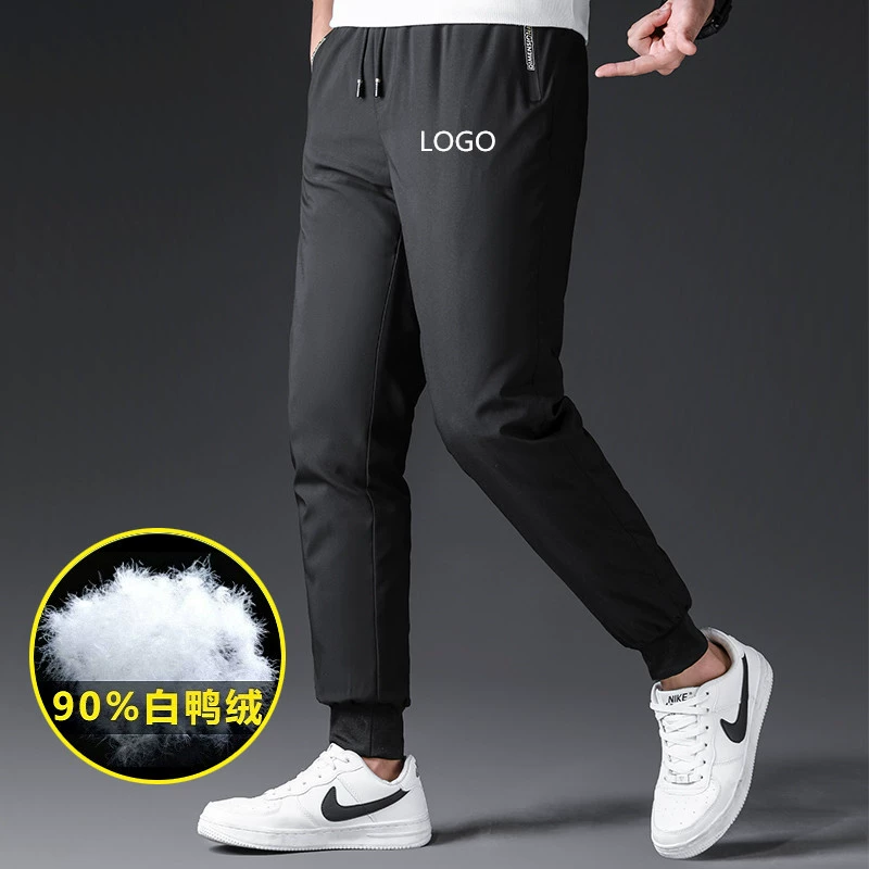 Winter keep warm trousers with down, (Cross-border trading), increased thickness, high waist