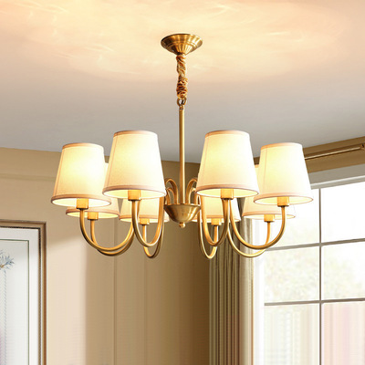 American style All copper a chandelier a living room Modern simplicity household Restaurant bedroom Retro originality Pure copper rural Countryside lamps and lanterns