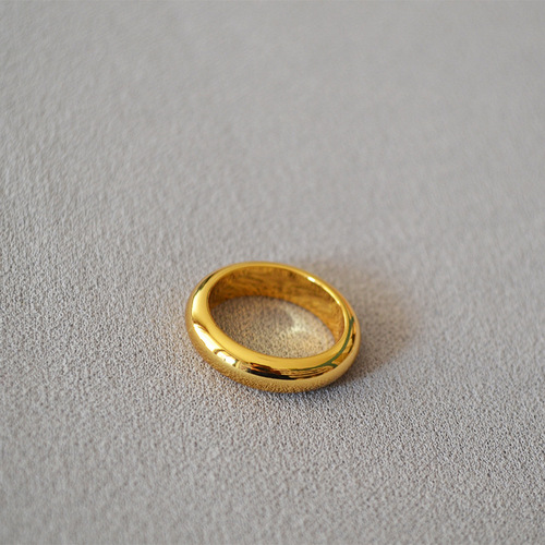 French Celine cool style minimalist fashionable versatile adjustable plain gold-plated copper ring for index finger women