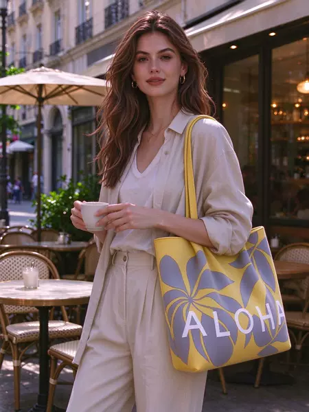 Hawaiian Flower Woven Tote Bag for Women, Large Capacity Handbag, Summer Vacation Beach Bag, New Style