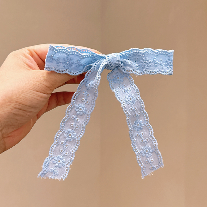 Синяя заколка для волос с бантиком