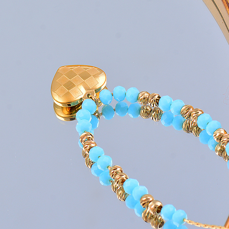 Vacation Heart Shape Artificial Crystal Titanium Steel Pendant Necklace 1 Piece