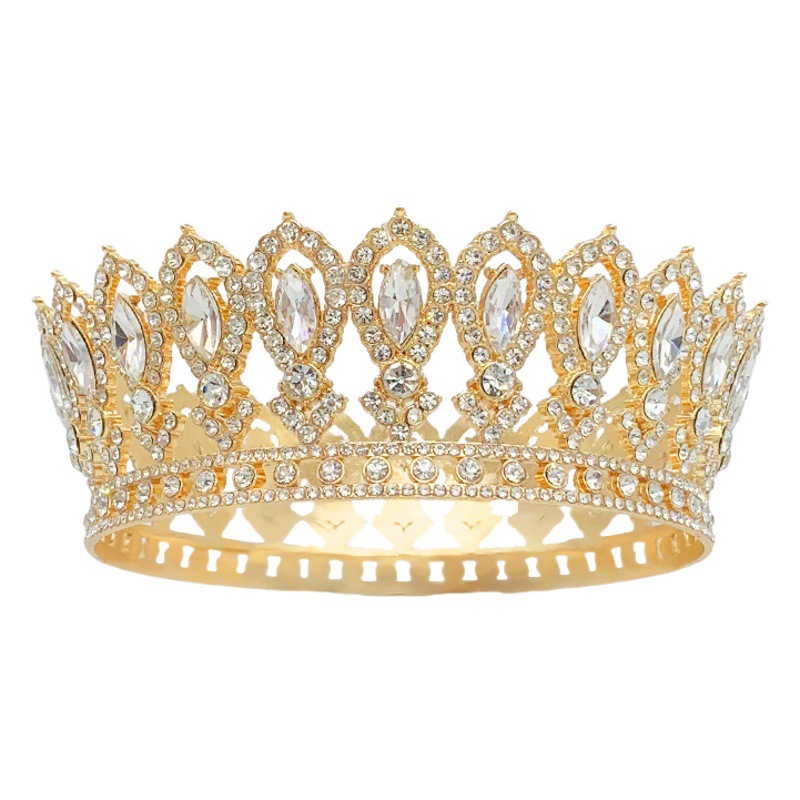 Transfronterizo de gama alta de Europa y América corona de oro simple multicolor redondo belleza corona tocado cumpleaños nupcial corona hembra