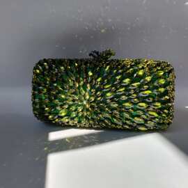 Flower crystal bag新款立体花朵镶钻晚宴包平底满钻宴会手拿女包