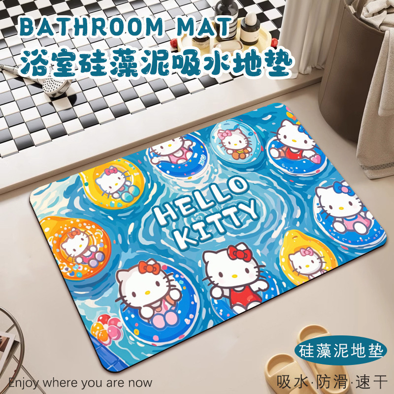 漫画かわいいハローキティ浴室トイレ珪藻泥吸収性フロアマット防塵と汚れにくい玄関マット|undefined